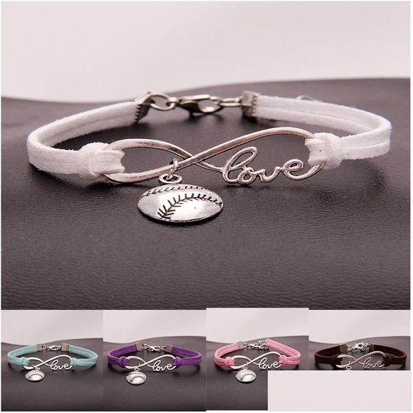 Charme Armbänder Mode Softball Baseball Für Frauen Herren Ball Sport Liebhaber Liebe Unendlichkeit Veet Wrap Armreif DIY Schmuck In BK Drop Deli Dhm5L