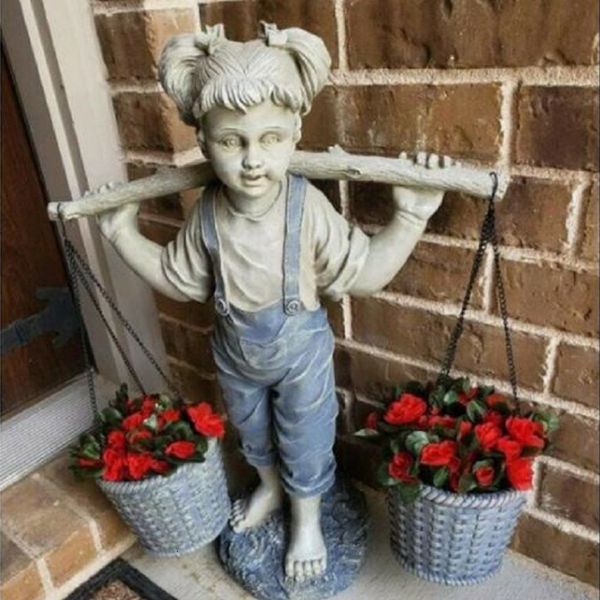 Садовые украшения цветы для Felicity Girl Статуя Двухтовые каменные статуи дома