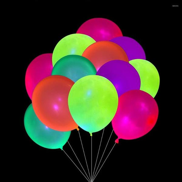 Decoração de festa 20/10 unidades de balões neon de feliz aniversário 10 12 polegadas brilho UV luz negra globos de látex decoração de chá de bebê infantil