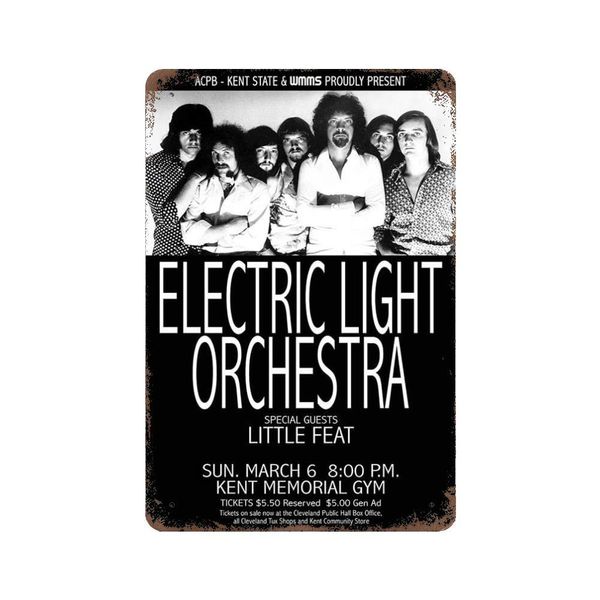 Jars Electric Light Orchestra Decor Poster Targa in metallo vintage Targa in metallo Targa decorativa per pub Bar Man Cave Club Decorazione da parete