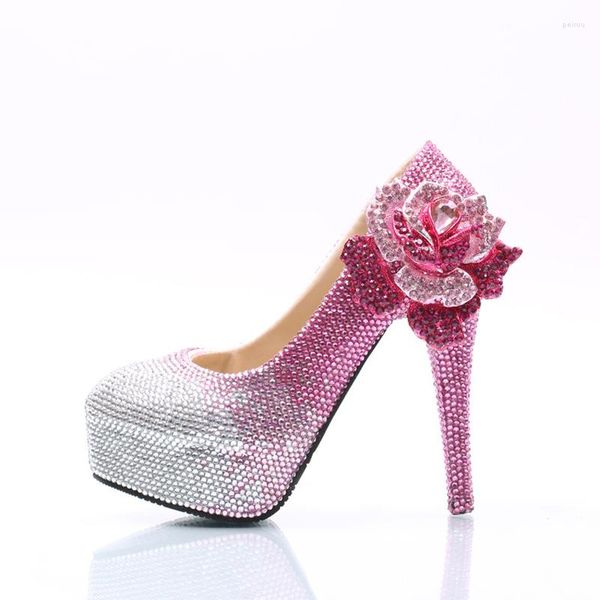 Платье обувь розовый атмосфера с серебряной свадьбой плюс размер 45 Princess High Heels Platform Banquet Party Party Part