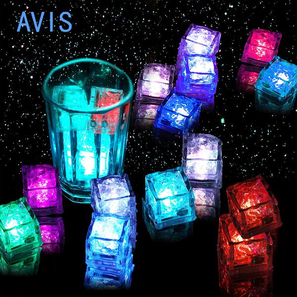 Luz LED que cola cubos de gelo 12 unidades Led multicolorido para bebidas com luzes em mudança à prova d'água reutilizável cubo piscante brilhante 230705