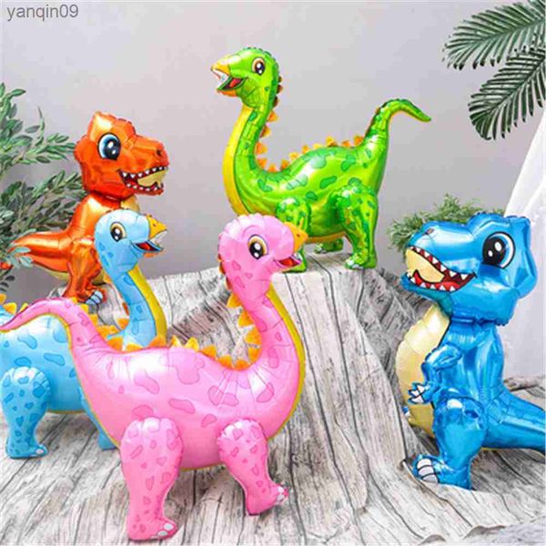 1pcs 3D Gigante Montar Dinossauro Foil Balão Animais Balões Crianças Dinossauro Festa de Aniversário Decorações Balão Brinquedos para Crianças L230626