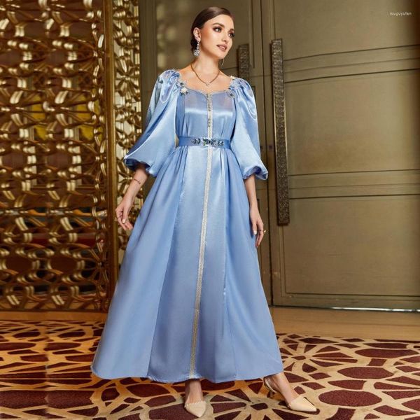 Abbigliamento etnico Luxury Dubai Lady Abaya Fashion Cardigan da donna in raso con gilet in raso