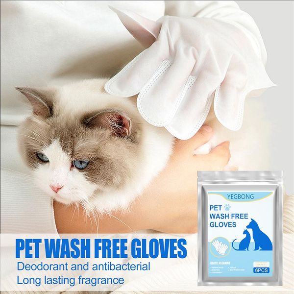 Handschuhe, 6 Stück/Packung, Haustier-Handschuhe ohne Waschen, zum Baden und Pflegen von Katzen und Hunden, einfach zu verwenden, einfach trocken abwischen, ideal zum Reinigen von Haustieren