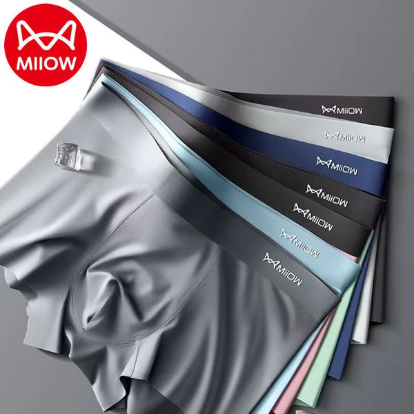 Unterhosen MiiOW 3 stücke AAA Leitfähige Antibakterielle Männer Unterwäsche 120S Eis Seide Stoff Männer Höschen Sexy Nahtlose Boxer Shorts unterhosen 230705