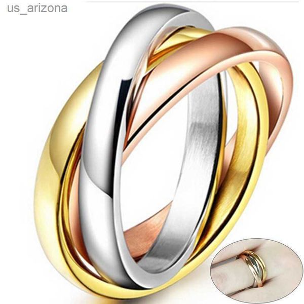 Love Faith Hope Triple Anelli di fidanzamento interbloccati per donna Regalo promessa di nozze in acciaio inossidabile L230620