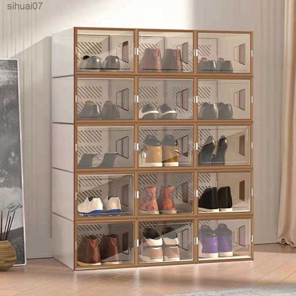 1 conjunto de caixa de armazenamento de sapatos com economia de espaço, engrossada e à prova de poeira, caixa de armazenamento de sapatos para casa L230705