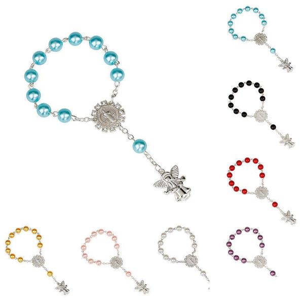 Charm Armbänder Mode Engel Rosenkranz für Kinder Kinder Religion 8mm Perlen Ketten Armreif Junge Mädchen Schmuck Geschenk Drop Lieferung Dhoxb