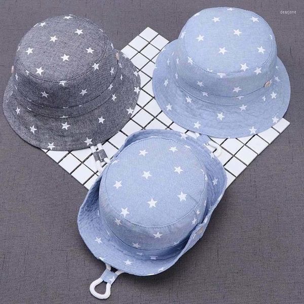 Cappelli Stella Stampa Berretto da sole per bambini Estate Ragazzi Ragazze Bambino Bambini Bambini Cappello a secchiello con sottogola regolabile