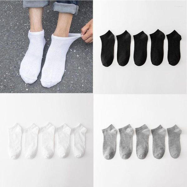 Meias femininas 5 pares/bolsa de treinamento barco sox elástico invisível casual tornozelo meia de algodão e masculino