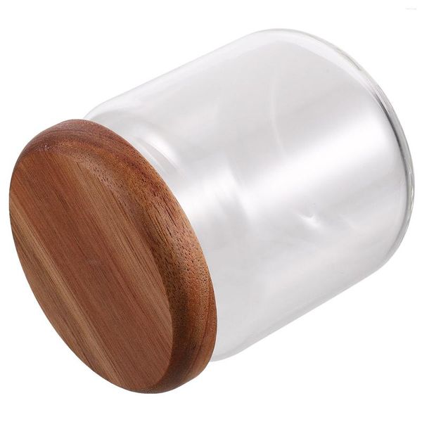 Bottiglie di stoccaggio Vaso Contenitore Coperchio Vetro Sigillato Frutta Secca Trasparente Con Contenitori Grano Di Legno