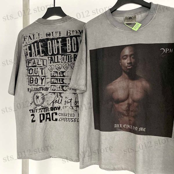 Camisetas masculinas de alta qualidade cinza t-shirt personagem impressão retrato pesado libra do velho hip hop casal manga curta camiseta t230705