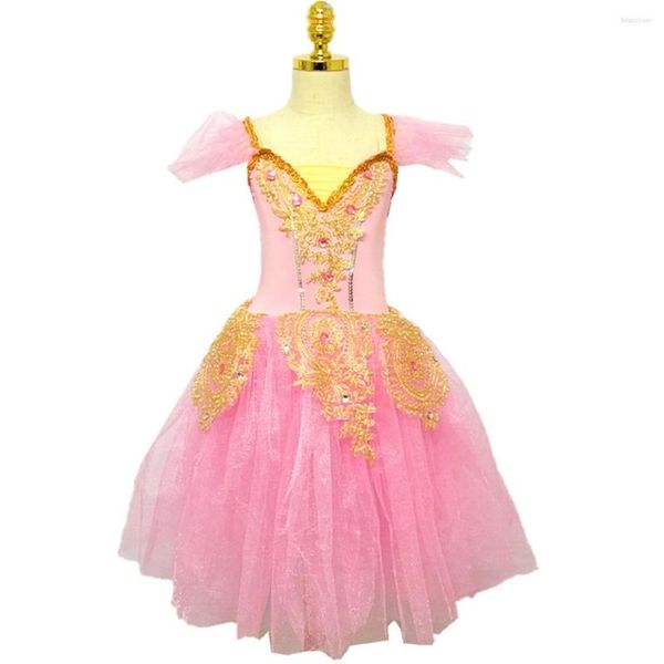 Stage Wear Pink Ballet Tutu Gonna Girls Modern Dance Long Swan Lake Performance Abbigliamento Donna