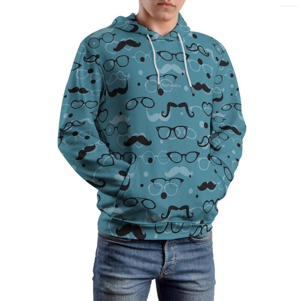 Herren Hoodies Brille Drucken Lässige Männer Hipster Elemente Streetwear Hoodie Winter Langarm Retro Design Kapuzenpullover Große Größe