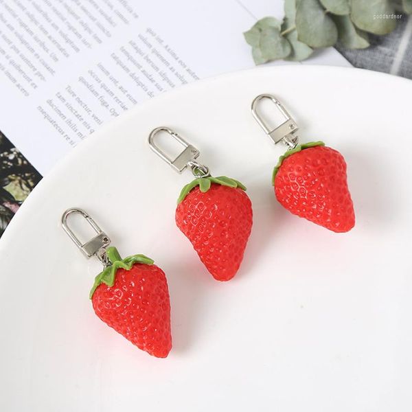 Schlüsselanhänger PVC Niedliche Frucht Erdbeere Schlüsselanhänger Beeren Anhänger Tasche Rucksack Geldbörse Charms Handy Ornament Hängende Frau Mädchen Schmuck