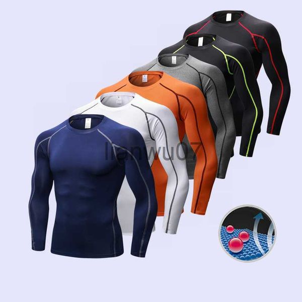 Camisetas masculinas Esportes masculinos Camiseta de corrida mangas compridas Secagem rápida ao ar livre Fitness Camada de base Camada de base para o corpo Camisa esportiva apertada Roupa de ginástica J230705