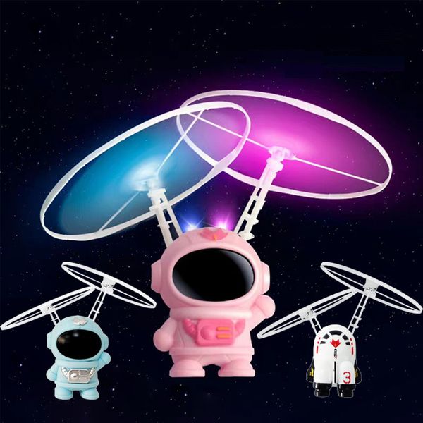 Robô voador OVNI Brinquedo Astronauta Drone Sensor de Gesto Voar Astronauta Nave Espacial Helicóptero Avião Controlado Por Rádio Brinquedo Para Meninos LT0095