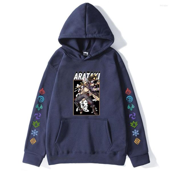 Moletons masculinos Genshin Impact Hoodie Arataki Itto Gráfico Feminino Moletom Kawaii Engraçado Mulher Harajuku Fleece Pullover Anime Clothes