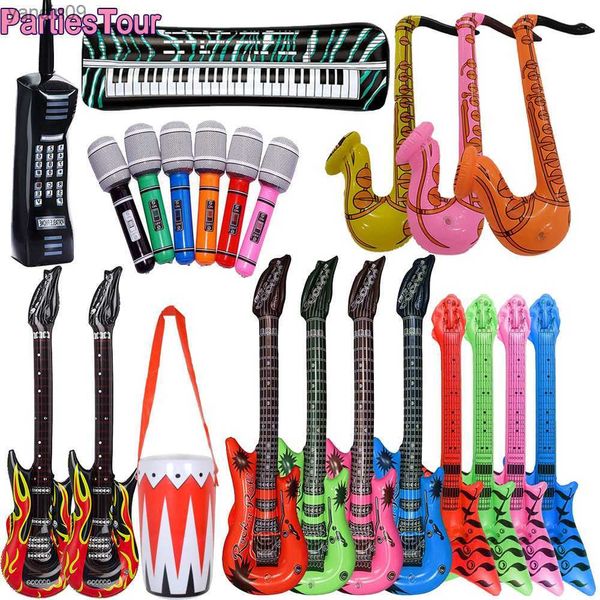 Gonfiabile Rock Star Toy Ballon 32 Puntelli gonfiabili per feste Palloncini Chitarra Sassofono Tastiera Pianoforte Rock Giocattoli Karaoke Party L230626