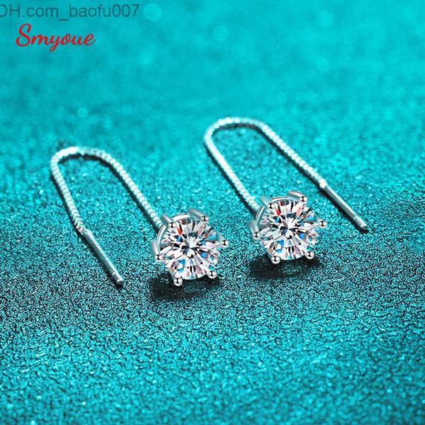 Charm SMYEE 1/2CT Brincos de moissanite banhados a ouro branco adequados para mulheres borlas Brincos clássicos de cor D Diamante de laboratório S925 prata esterlina Z230706