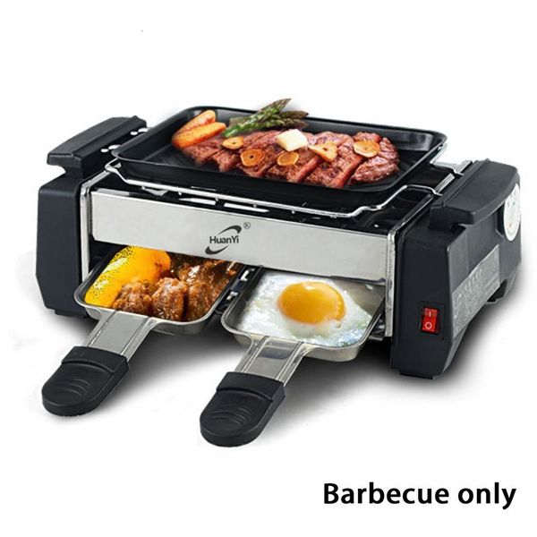 Griglie per barbecue Griglia elettrica per uso domestico coreano Raclette per barbecue per famiglie antiaderente senza fumo 230704