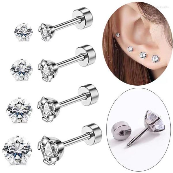 Brincos de argola Brincos de bola de cristal coloridos Stud Steel Barbell Ear Piercing 16G hipoalergênico para mulheres homens
