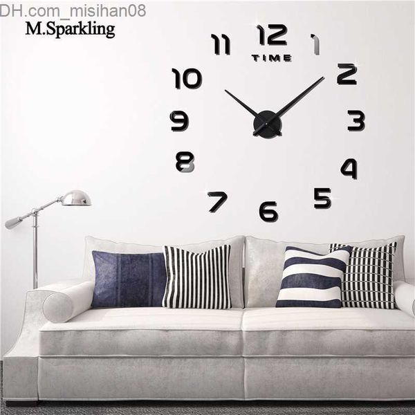 Relógios de parede M.Sparkling grande relógio de parede digital 3D cozinha sala de estar relógios de parede DIY design moderno grandes relógios decorativos para casa Z230706