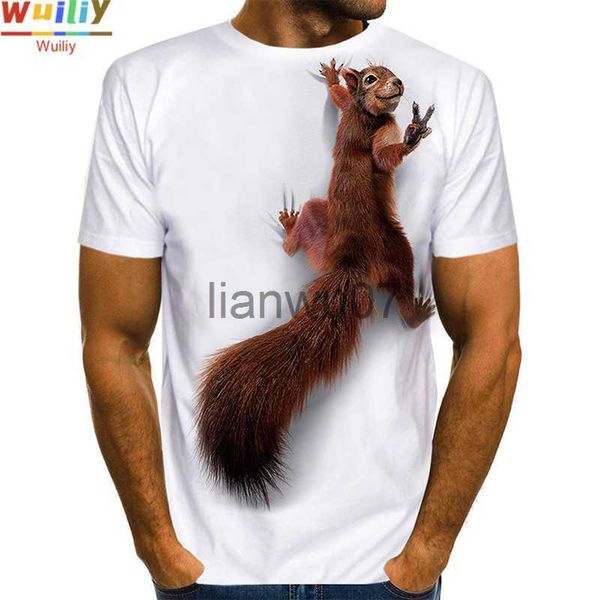 T-shirts masculinas T-Shirt Squirrel T-shirt com impressão 3D Animal Graphic T-shirts com padrões encantadores T-shirts masculinas e femininas com cara de cachorrinho engraçadas J230705