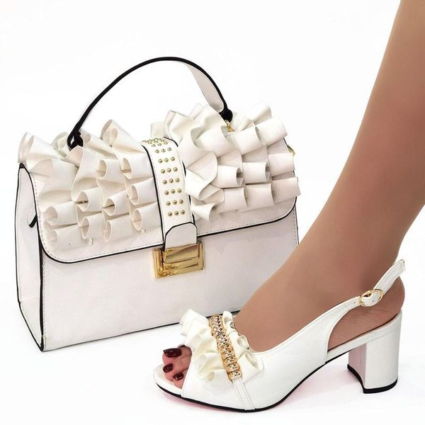 Сапоги Doershow Fashion White Italian Shoes с соответствующими мешками африканские женские туфли и сумки, установленные для выпускной вечеринки Summer Sandal Sot125