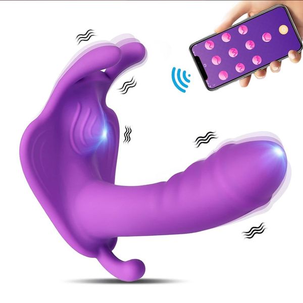 Vibratori Indossabile Wireless APP Dildo Vibratore G Spot Clitori Stimolatore Farfalla Vibrante Giocattolo erotico per adulti per donne Orgasmo Masturbatore 230706