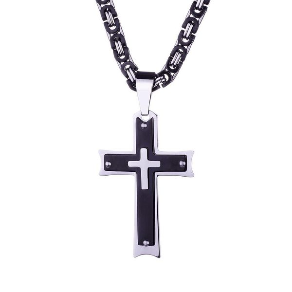 Anhänger Halsketten Herren Kreuz Edelstahl Christian Jesus Kruzifix Charm Fahrradkette Halskette für Frauen Punk Schmuck Geschenk Drop Del Dhljp