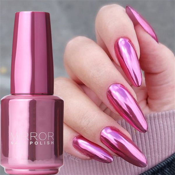 Gel para Unhas 15 Cores Esmalte Espelho Duradoura Secagem Rápida Cor de Metal Firme Prata Sem Iluminação Natural Seco Não Descamante Decoração de Unhas 230706