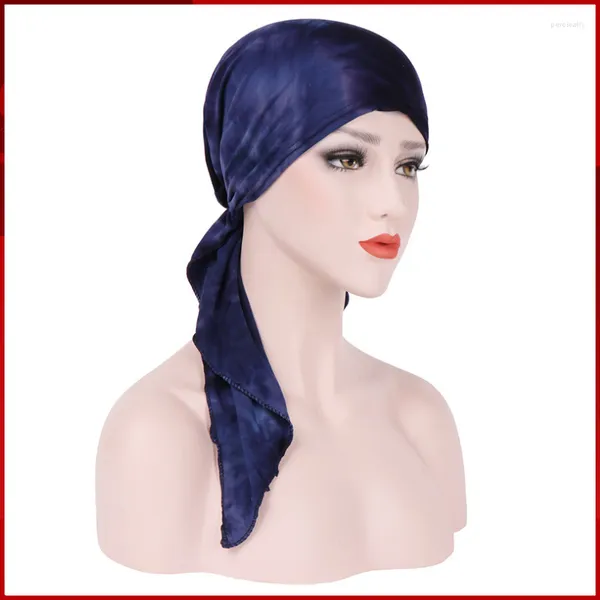 Abbigliamento etnico Spot Arabo Tie Dyed Curved Flower Cloth Hat Musulmano in puro cotone Graffiti Dome Double Faced Pullover Cap