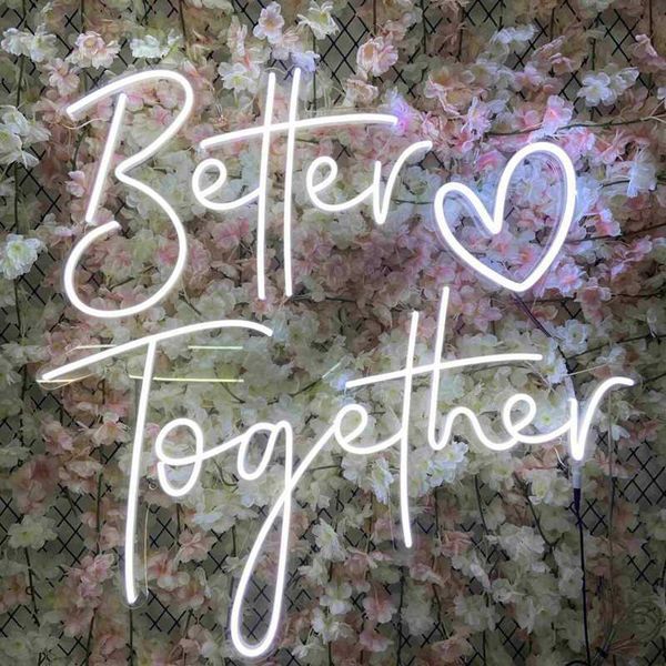 Beter Samen Hart Trendy LED Ontwerpen als Bruid om Bruiloft Teken Geschenken voor Liefhebbers Liefde Vorm Neon Signs HKD230706