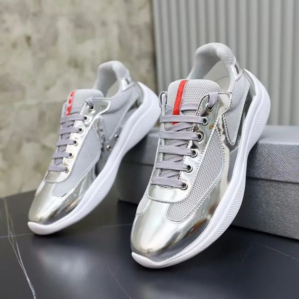 Perfect S S2023 scarpe casual da uomo America's Cup sneakers basse scarpe da ginnastica stringate in pelle verniciata sneaker da passeggio per esterni moda piatta per uomo con scatola qualità eccellente