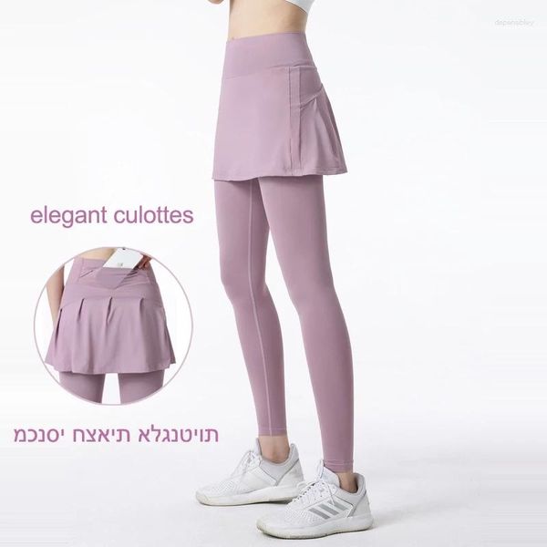 Calças ativas com logotipo feminino plus size saias de ioga anexadas cintura alta esportes ginásio leggings roupas de fitness treino roupas esportivas