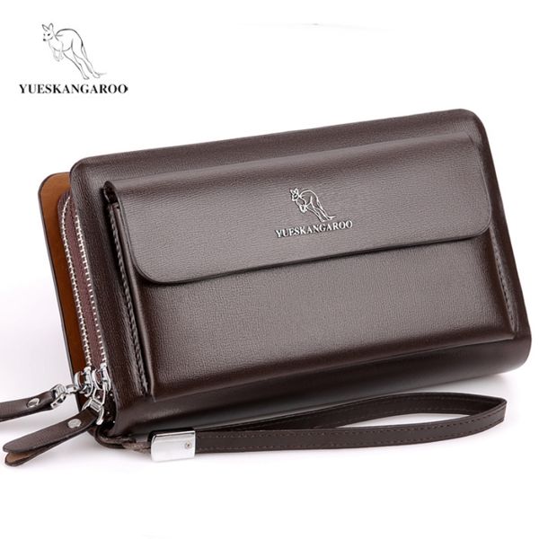 Carteira Masculina Longa Bolsa Masculina Vintage Couro PU Homem Clutch Bolsa de Dinheiro Pulseiras Carteiras para Homens 2023 Caibu Porta-Cartões Moedas Murse