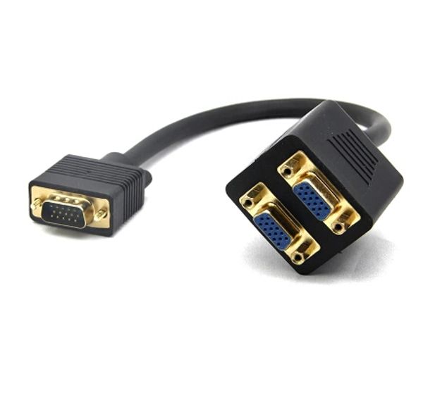 1 in 2 out vergoldeter Stecker VGA 1 Stecker auf 2 Buchse Splitter Videokabel Kabel für Host zum Monitor