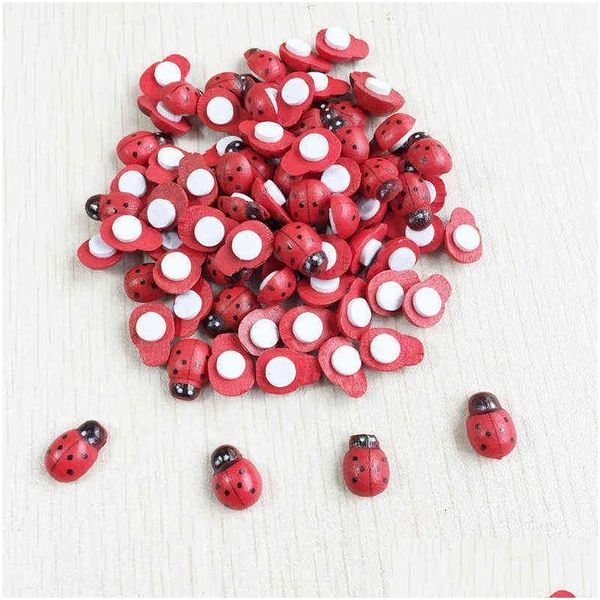 Decorazioni natalizie 2000 Pz Perline di legno Coccinella Coccinella Adesivi Bambini Bambini Cartoni animati Giocattoli Adesivo dipinto Indietro Mestiere Casa Par Dhyot