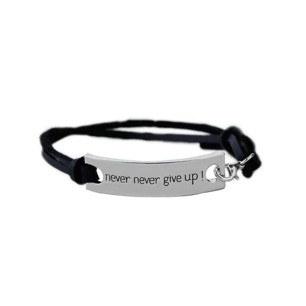 Charm Bracelets New Never Give Up Bracelete de Couro Inspirational Word Letter Bangle Para Mulheres Homens Moda Amizade Jóias Presente Dr Dhluo