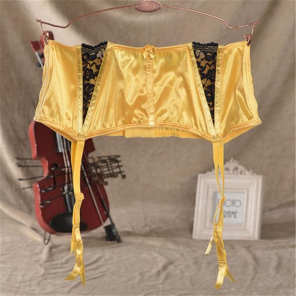 Cinta-liga de cintura alta suspensórios amarelos para meias espinha de peixe renda sexy cintas-liga para meias femininas lingerie de casamento206b
