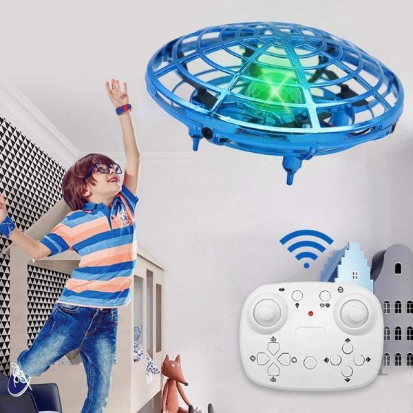 ElectricRC Aircraft Mini RC UFO Drone Com LED Light Gesture Sensing Quadcopter Anticollision Induction Flying Ball Dron Brinquedos para crianças 230705