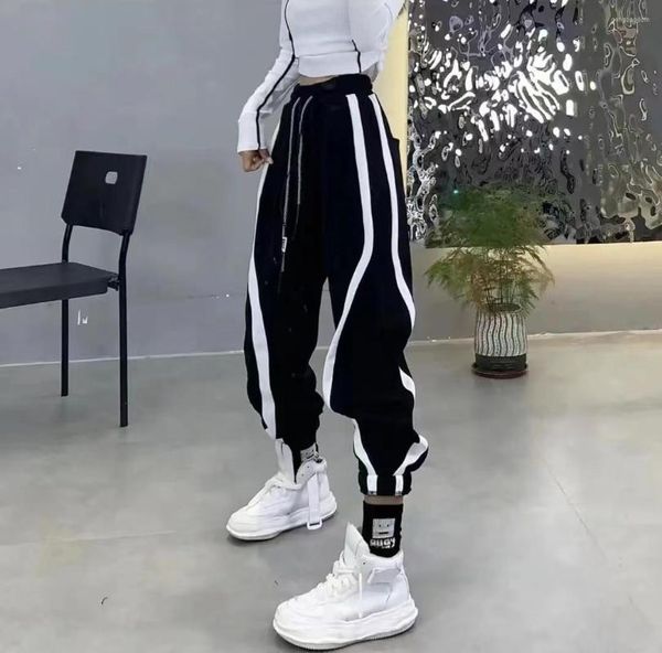 Damenhose 2023 Seitenstreifen Frauen Schwarz Jogging Jogginghose für Baggy Sport Grau Jogger Hohe Taille Weibliche Hose