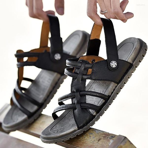 Sandalen hoch 125 Qualität echtes Leder für Männer 2024 Sommer Mode weich bequeme Gladiator Sandwanderung männlicher Strand Wanderschuhe