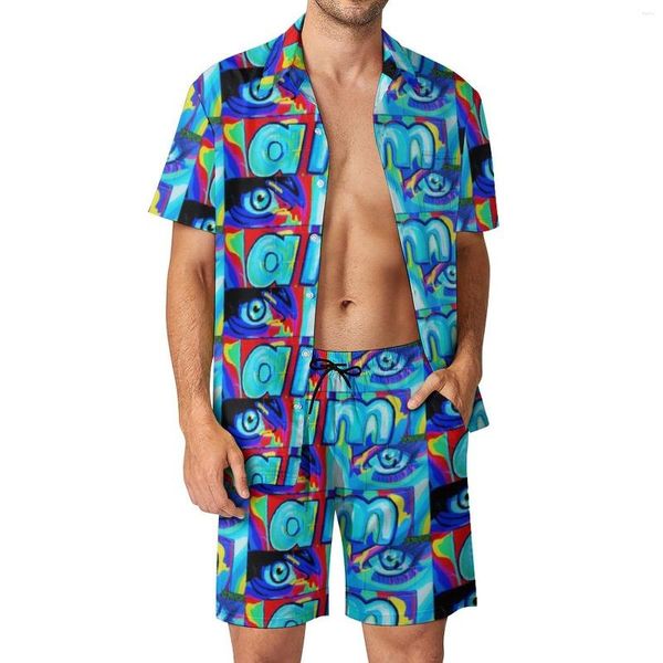 Tute da uomo I AM Eye Graffiti Men Sets Painted Eyes Art Vintage Camicia casual Set manica corta Pantaloncini Summer Fitness Outdoor Suit