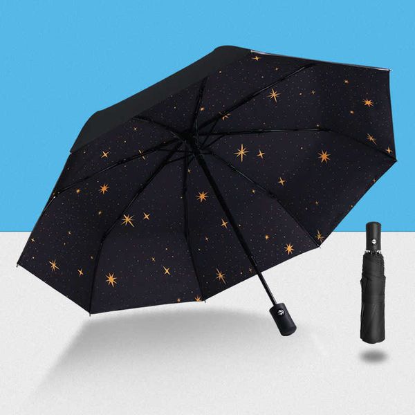 Guarda-chuvas Cool Summer Starry Sky Impressão Digital Guarda-chuva para Mulheres Homens Guarda-sol À Prova de UV À Prova de Chuva Dobrável Guarda Chuva