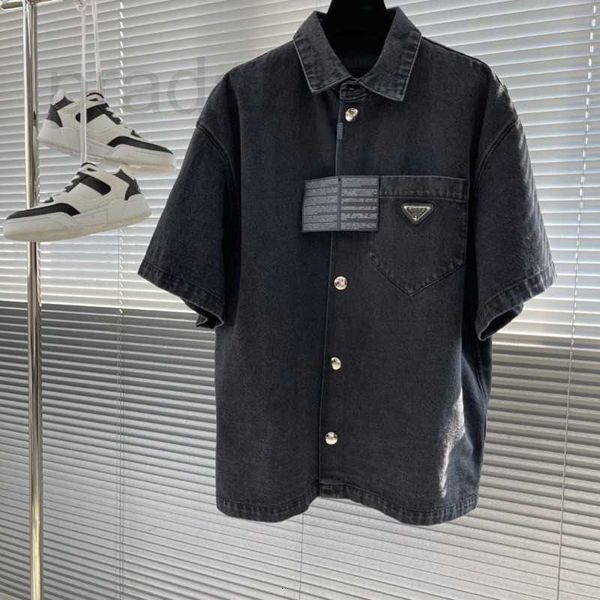 Herren -Casual -Shirt -Designer für Männer Hemd schwarzer einzelner Kopf gewaschener Denim -Hemd -Hemd -Strickjacke Top gewaschen