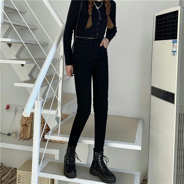 Damen-Jeans N4073, Retro-Stretch, Slim-Fit-Fußhose, schmale Neun-Punkt-Bleistifthose mit hoher Taille