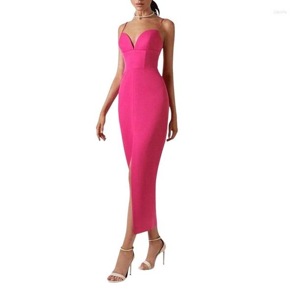 Casual Kleider Kayotuas Frauen Kleid Rückenfrei Hohe Taille Side Split Abend Party Elegante Prinzessin Brautjungfer Club Koreanische Mode Streetwear